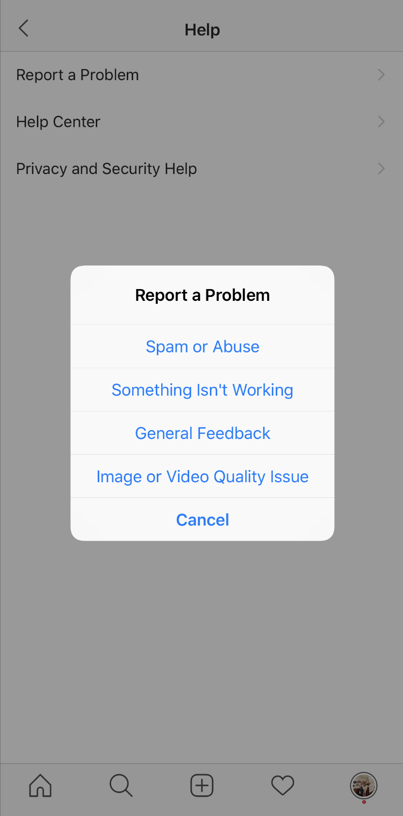 Instagram Report Image or Video Quality Problems